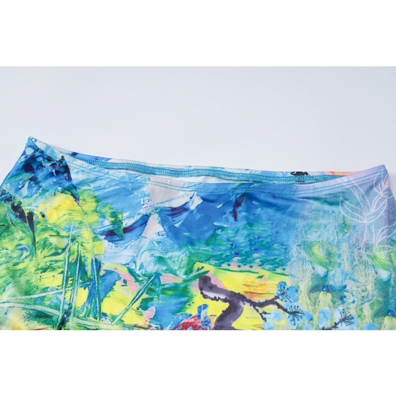 DUNEA Bộ Đồ Bơi Áo Choàng Dài Tay Phối Chân Váy In Họa Tiết Quyến Rũ Cho Nữ