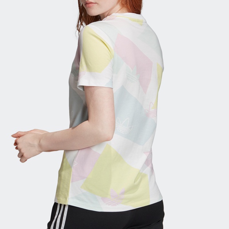 Áo Thun Thể Thao Adidas 100% Cotton Ngắn Tay Phối Màu Tương Phản Cá Tính Cho Nữ