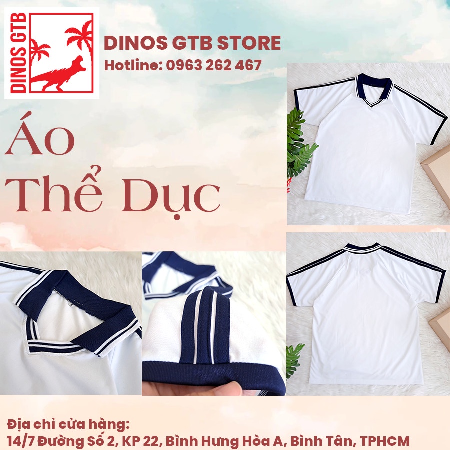Áo Thun Thể Dục Cổ Bẻ, Đồng Phục Thể Thao Cho Học Sinh Nam Nữ Cấp 1 2 3 - Vải Cotton dày dặn