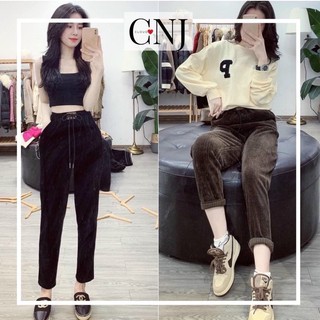 quần nhung dáng baggy cạp chun