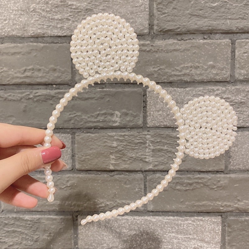 Bờm Cài Tóc Đính Hạt Trai Phong Cách Hàn Quốc