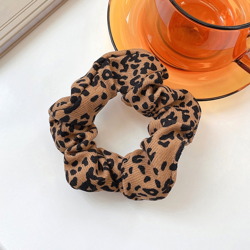 Dây Buộc Tóc Cao Su Bản Lớn In Họa Tiết Da Báo Phong Cách Nhật Bản Cho Nữ