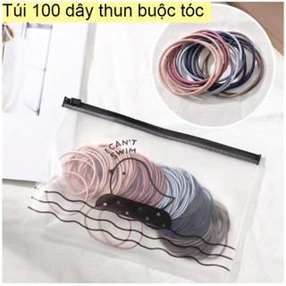 SET 100 dây buộc tóc nữ màu đen