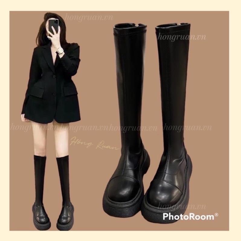 Hàng cao cấp BỐT CAO CỔ BỐT NỮ BOOT ĐÙI KHOÁ KÉO SAU ĐẾ CAO PHONG CÁCH ULZZANG