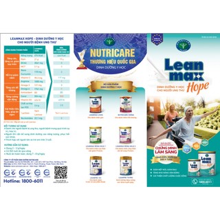 [Date 1.2025] Sữa Bột Lean Max Hope Lon 900g ( Dinh dưỡng dành cho bệnh Ung Thư)