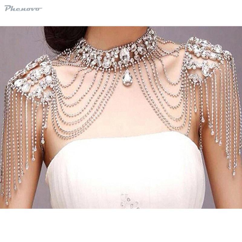 Vòng cổ Đeo Vai Đính Đá Có Thể Điều Chỉnh Thời Trang Cho Cô Dâu
