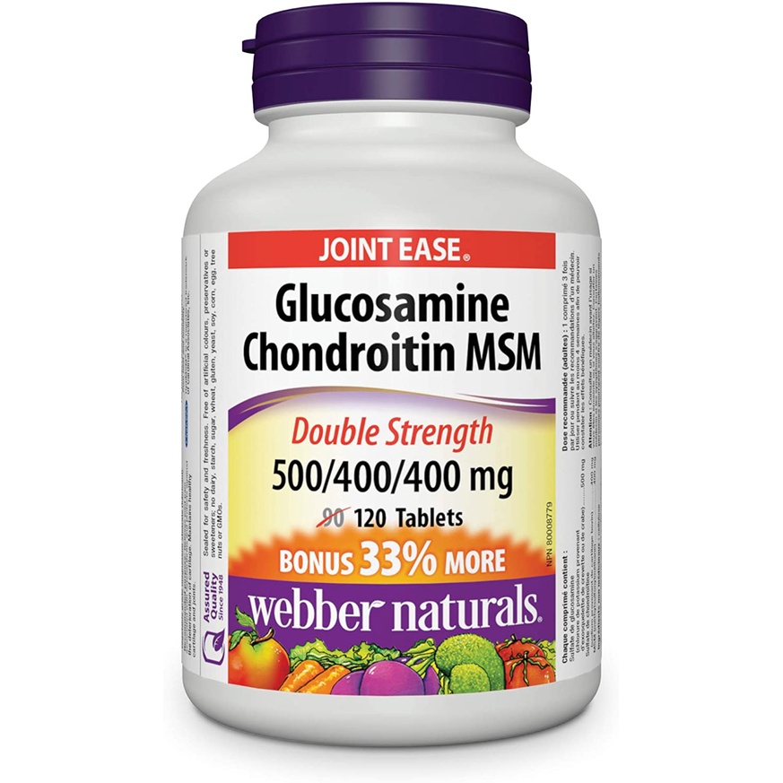 Viên uống hỗ trợ viêm khớp Glucosamine Chondroitin Msm 500/400/400mg Webber Naturals 120 Viên