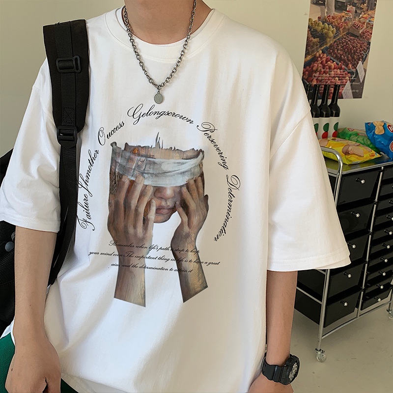 Áo Thun Tay Lỡ Dáng Rộng Phong Cách hip hop Đường Phố Mỹ Thời Trang Mùa Hè Cho Nam