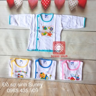 Áo em bé TRẮNG BÁC SĨ tay DÀI BOSINI / Áo cúc lệch BOSDANNA cho bé sơ sinh đến 8kg