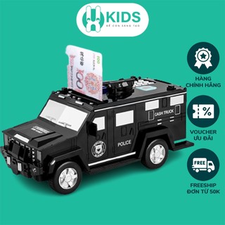 Két sắt tiết kiệm hình xe ô tô cảnh sát trẻ em X KIDS có nhạc mở khoá bằng mật mã, dấu vân tay thông minh
