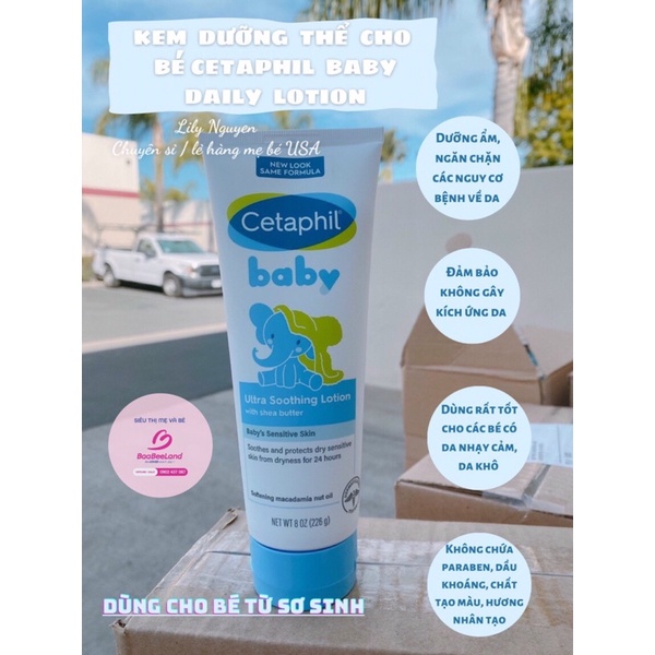 Kem dưỡng ẩm cho bé từ sơ sinh Cetaphil Baby Ultra Soothing Lotion - BAABEELAND
