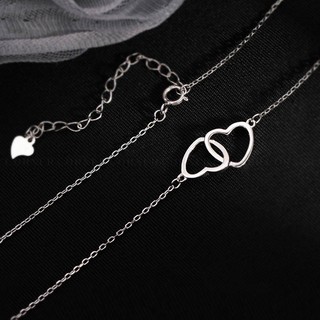 Dây chuyền mạ bạc heart and love, vòng cổ bạc hai trái tim