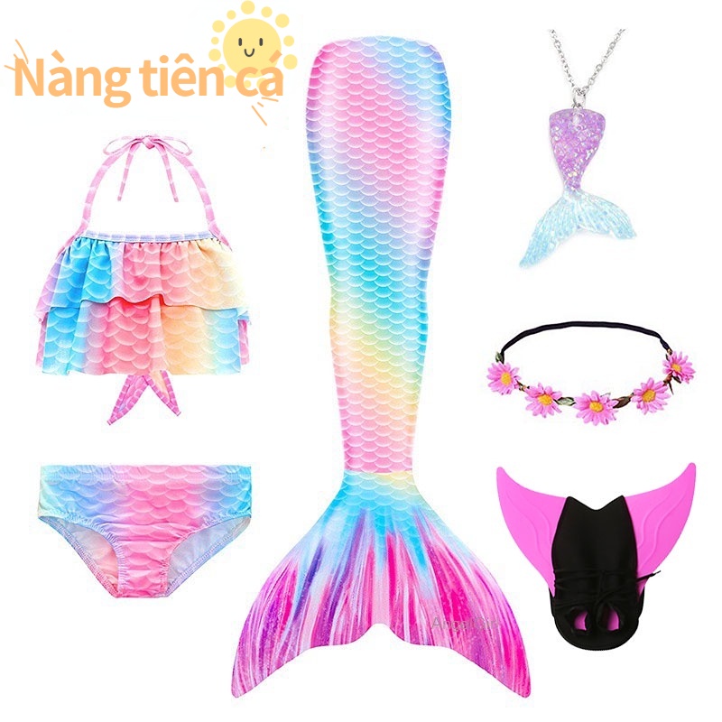 Áo Tắm Nàng Tiên Cá Cho Trẻ Em Màu Hồng Cầu Vồng