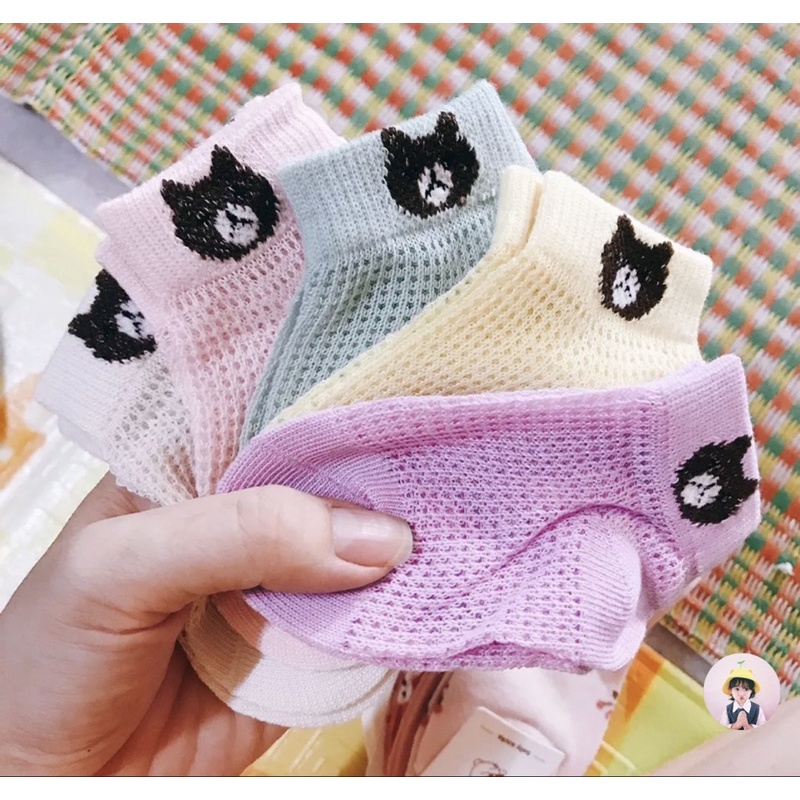 Combo 5 đôi Tất Lưới/Voan Gấu nhiều màu cho Bé
