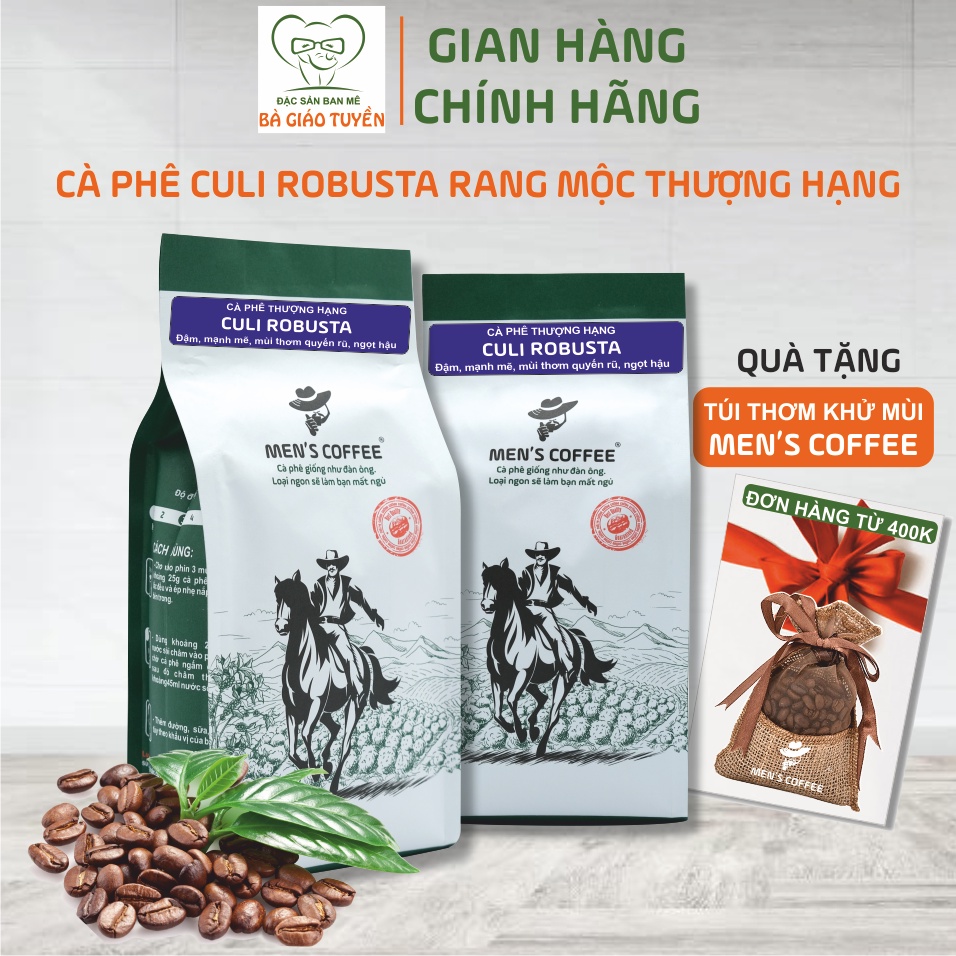 Cà Phê Men's Coffee - Cà phê nguyên chất dòng CULI ROBUSTA Thượng Hạng Vị Đậm Đà ,Ngọt Hậu, Mùi Thơm Quyến Rũ 1kg