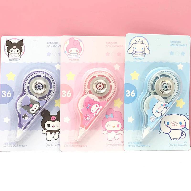 Bộ 3 Bút Xóa Kéo Họa Tiết Sanrio Mymelody Kuromi Cinnamoroll Dễ Thương