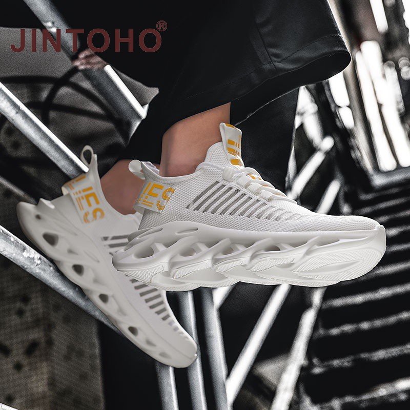 [JINTOHO] Giày Chạy Bộ Chiến Binh Đế Dày Phối Lưới Thoáng Khí Chống Trượt Màu Đen Chống Sốc Mùa Hè Cho Nam