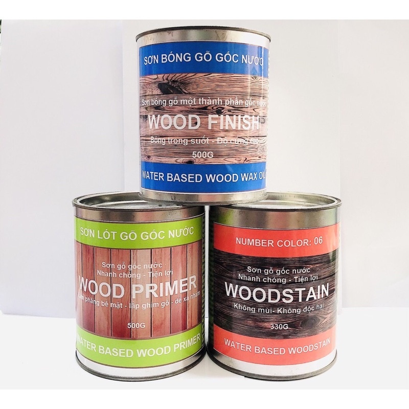 Bộ sản phẩm sơn lau gỗ gốc nước hoàn thiện 3 bước