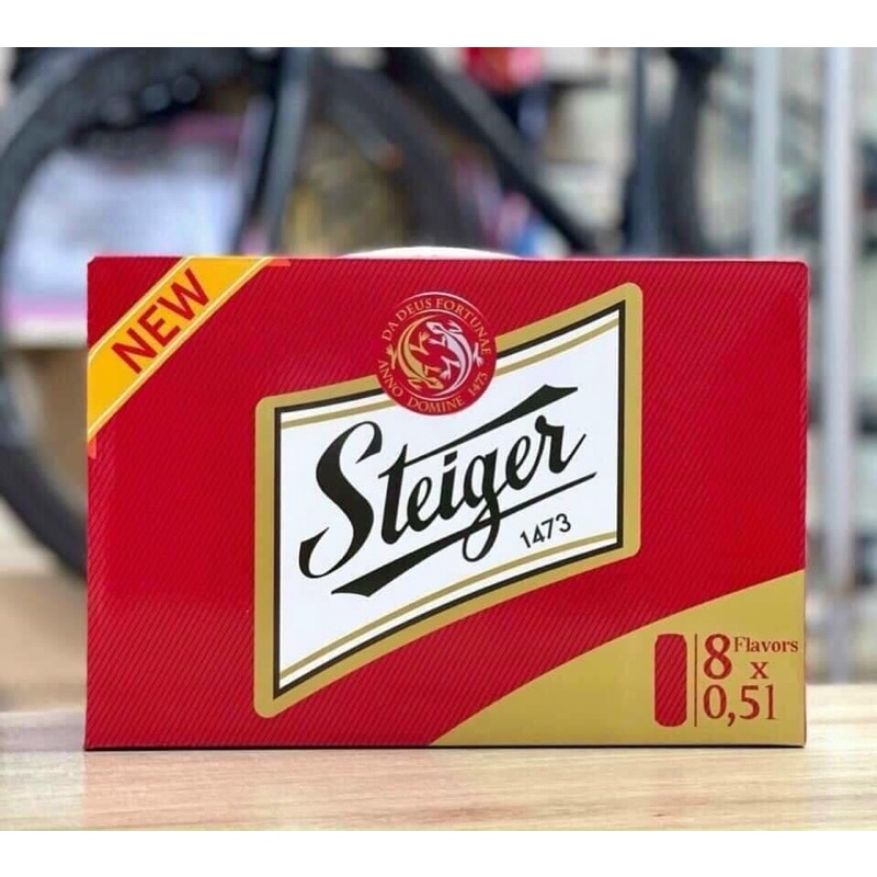 Bia Tiệp Steiger set quà tặng 8 lon 500ml date 6/2024