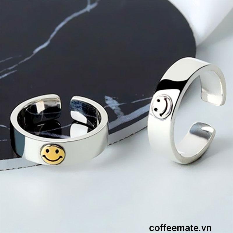 【coffeemate】⚡Nhẫn hở hình mặt cười thời trang cho cặp đôi（quà tặng ngày thiếu nhi）