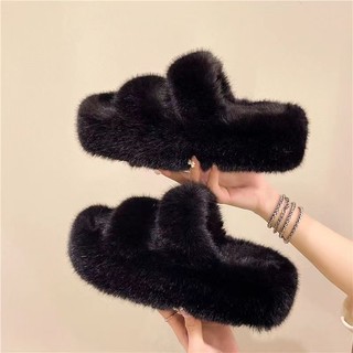 Dép lông dép bông đế dày chống trượt dễ phối