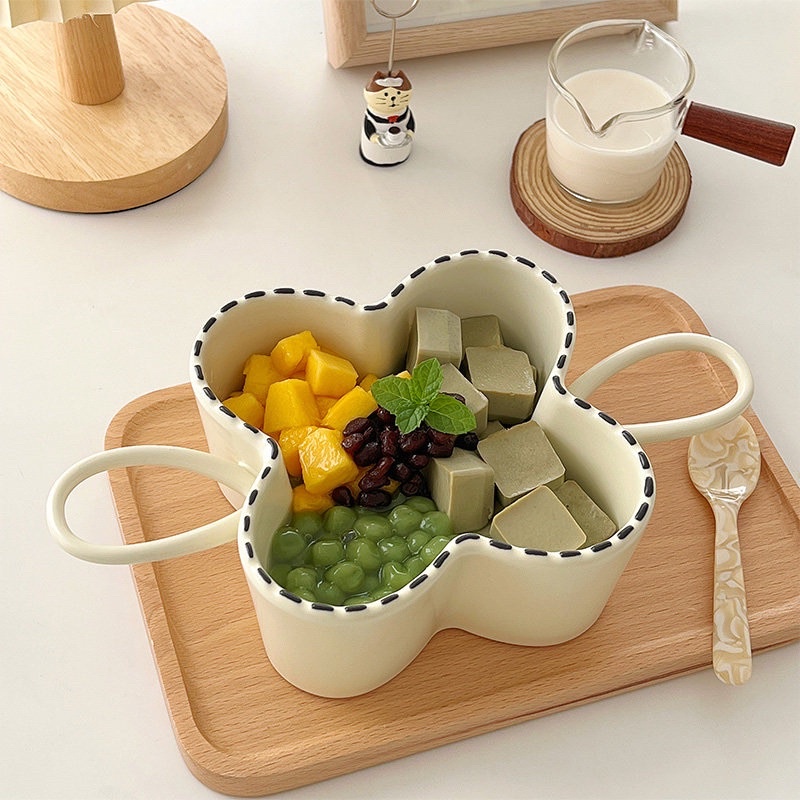 Bộ bát đĩa viền nét đứt, bộ bát đĩa pastel, bát đĩa decor