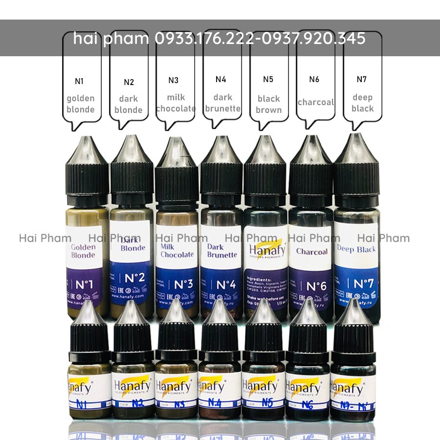 Mực Phun Xăm Hanafy Chính Hãng, Mực Nga Chính Hãng Chai 15ml
