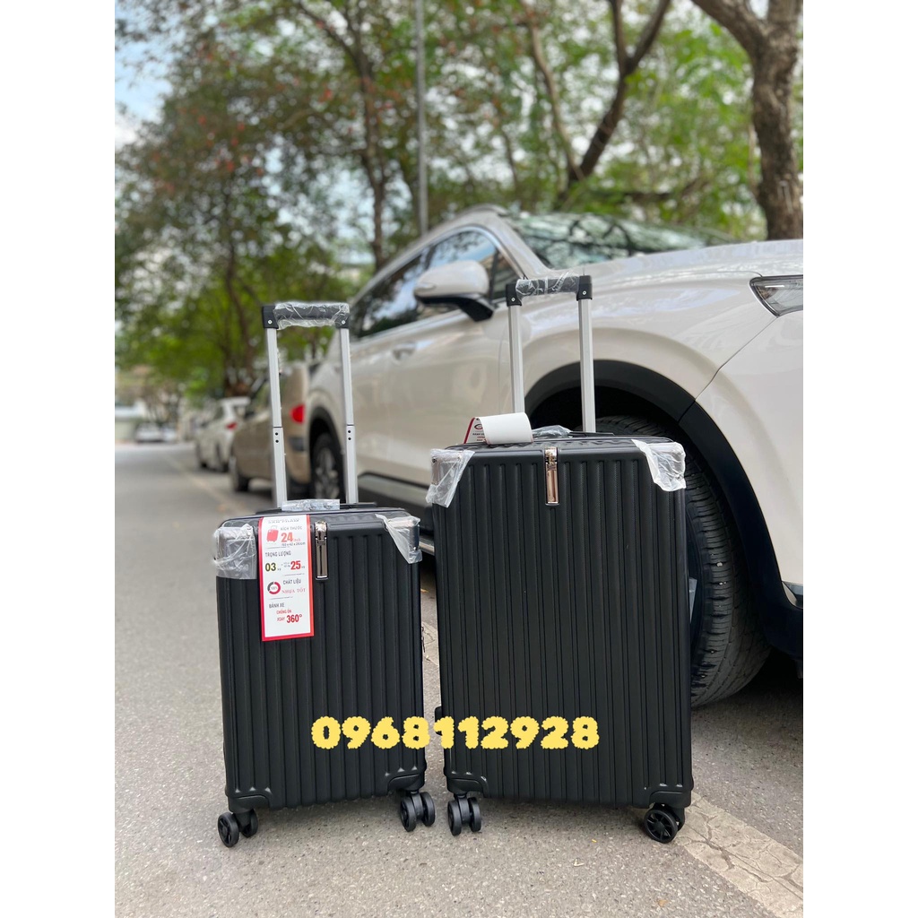 \*.*/SALE THÁNG DU LỊCH \*.*/SIZE 20+24 - Vali kéo du lịch bo góc khung nhôm khoá kéo có khuy móc đồ, nhựa abs cao cấp