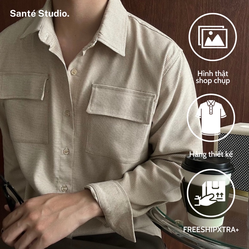 SANTÉ STUDIO - Áo sơ mi kẻ nhỏ có túi ngực - DOUPO SHIRT