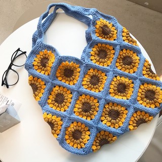 Túi hoa hướng dương crochet móc vintage nữ tính