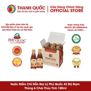Nước mắm chỉ dẫn địa lý Phú Quốc - Thanh Quốc 40N 180ml x 6 chai