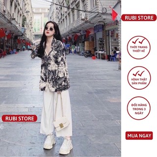 Áo sơ mi loang dáng suông rộng chất lụa tuyết mềm linh rubi store a021