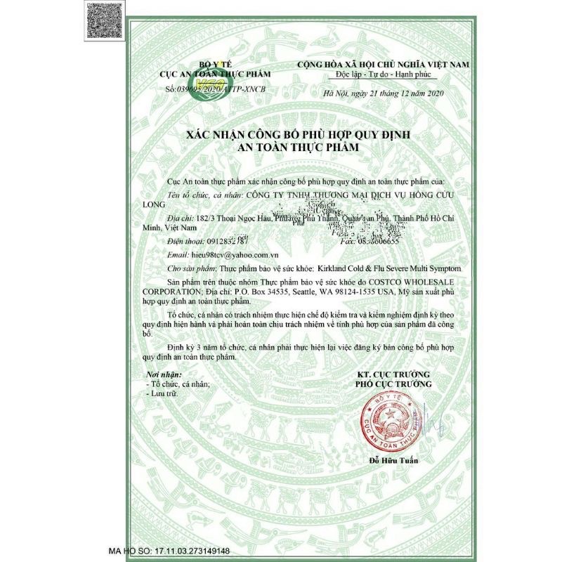 Viên uống Kirkland Signature Cold & Flu Severe Multi Symptom - Hộp 168
