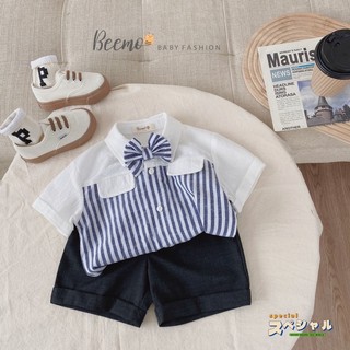 _Bộ sơ mi công tử kèm nơ cho bé 9 đến 23kg