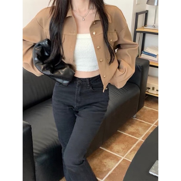 Áo khoác kaki nâu phong cách Hand Quốc