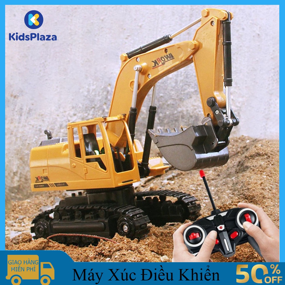 Đồ chơi trẻ em máy xúc điều khiển từ xa gầu sắt bánh xích dùng pin sạc cao cấp cho bé .Lỗi đổi mới 7 ngày.