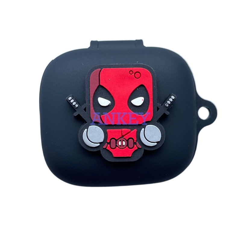 JBL Live Pro 2 / Free 2 / T280 TWS X2 / Wave Flex Earphone Silicone Case Red Deadpool Earbuds Waterproof Shockproof Soft Protective Headphone Cover Headset Skin with Pendant