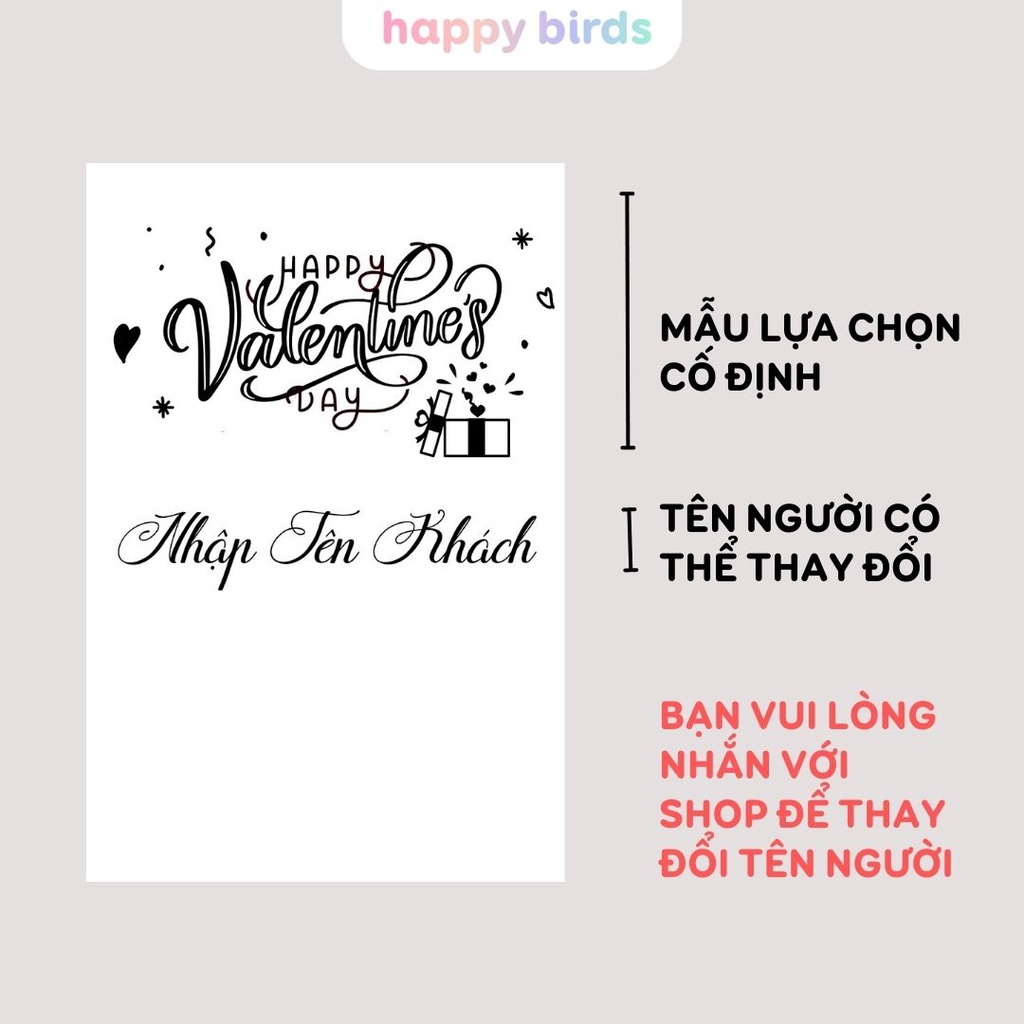 Hộp đựng quà in tên theo yêu cầu hộp quà valentine sinh nhật túi đựng quà túi kraft kèm tag dây gai hoa khô Happy Birds