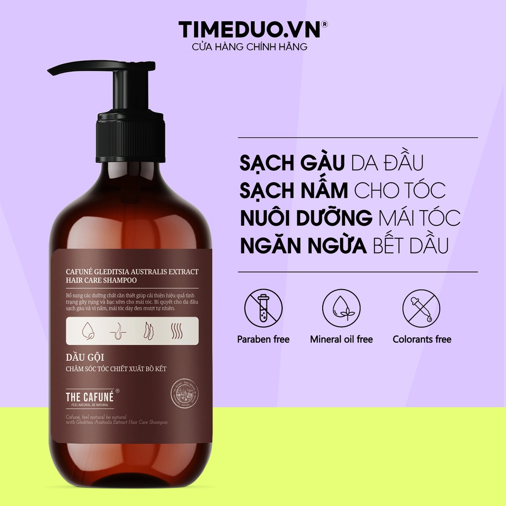 Dầu Gội Chăm Sóc Chiết Xuất Bồ Kết The Cafuné, Cải Thiện Tình Trạng Da Đầu Bị Gàu Nấm Tóc Gãy Rụng Và Bạc Sớm 500ml
