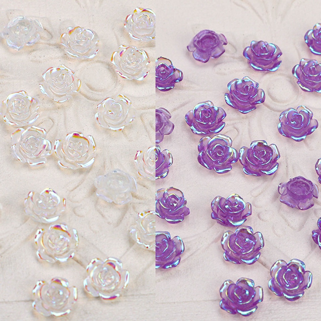 Set 50 Viên Đá Hoa Trà Trang Trí Móng Tay DIY Dễ Thương Nhẹ Nhàng