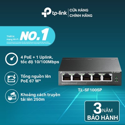 [Hỏa Tốc] Bộ Chia Tín Hiệu Switch Để Bàn TP-Link TL-SF1005P / TL-SF1005LP 5 Cổng 10/100Mbps Cổng PoE