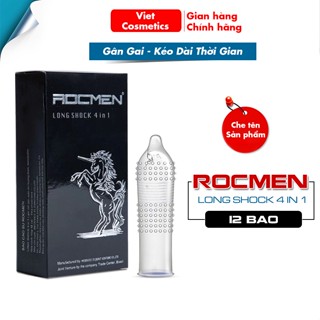 Bao cao su Cao Cấp ROCMEN ĐEN 4 IN 1. Bcs Rocmen Đen Siêu Gân Gai - Bcs Kéo Dài Thời Gian, Nhiều Gel Bôi Trơn