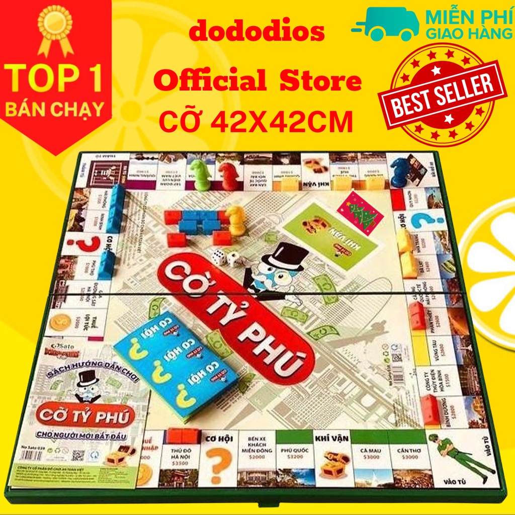 [Loại lớn] Cờ Tỷ Phú - Monopoly - bàn NHỰA cao cấp 42 x 42cm - Trò chơi rèn luyện tư duy tài chính - chính hãng dododios