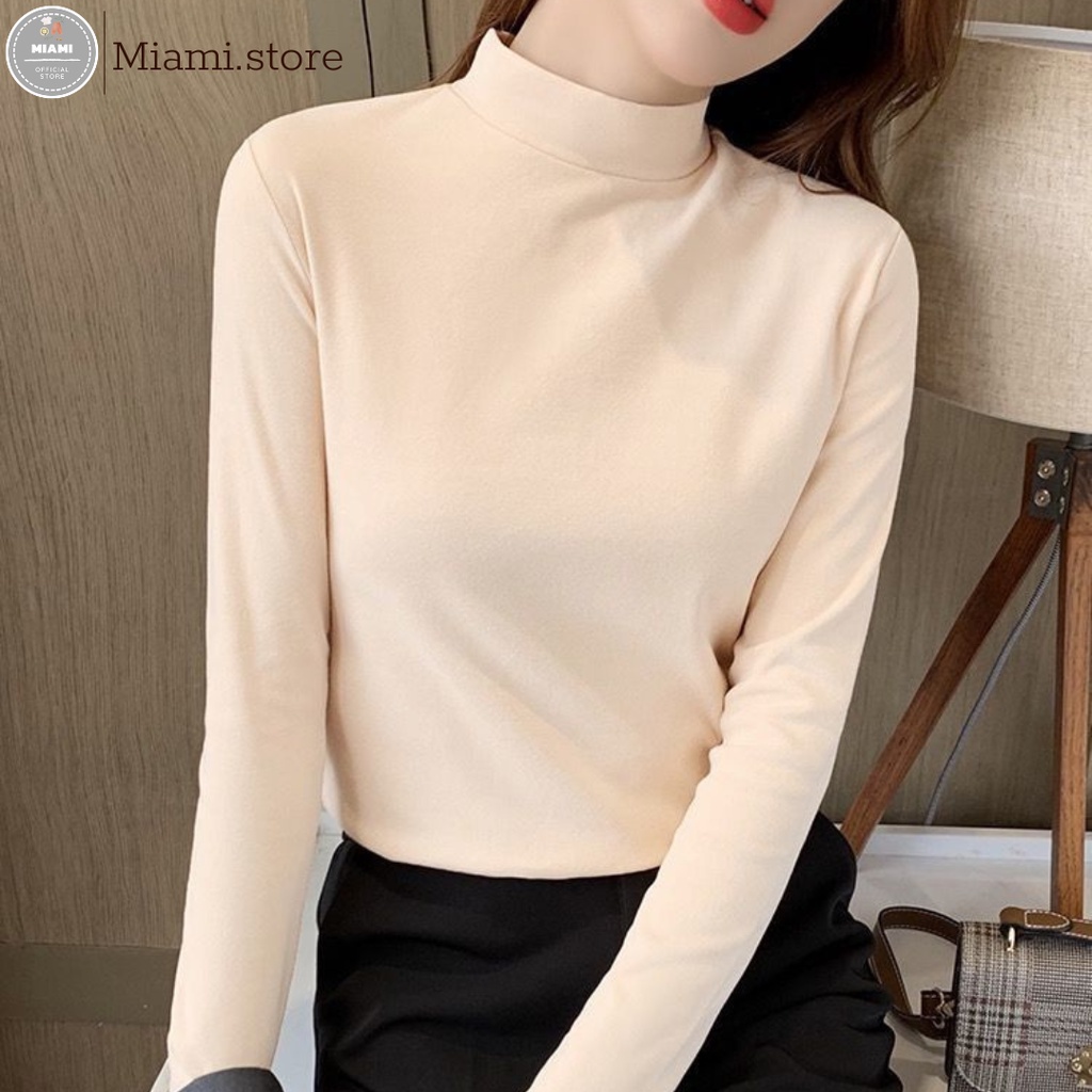 Áo thun nỉ dài tay ôm body cổ cao 3 phân hot nhất mùa thu đông 2023, áo giữ nhiệt Quảng Châu co giãn tốt, form đẹp