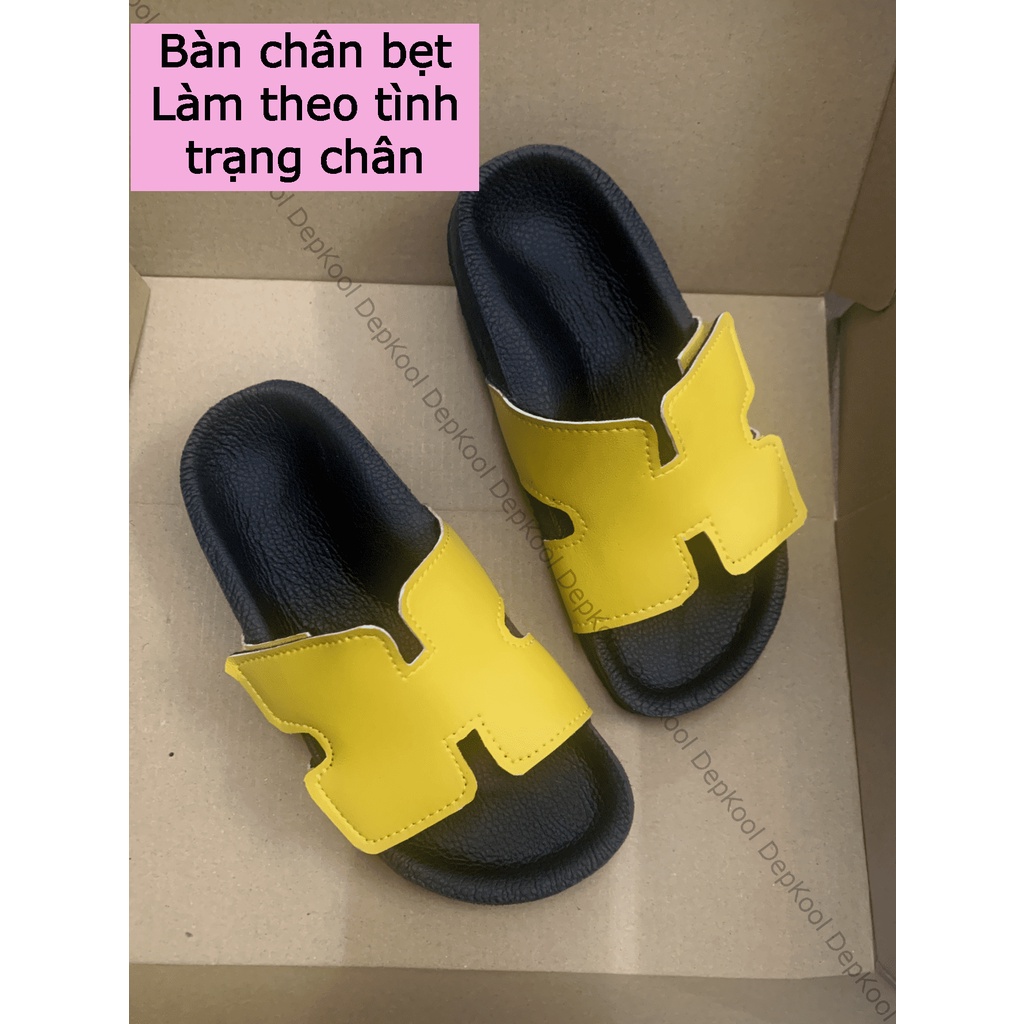 Dép chữ H màu vàng - Bàn chân bẹt - Làm theo tình trạng chân