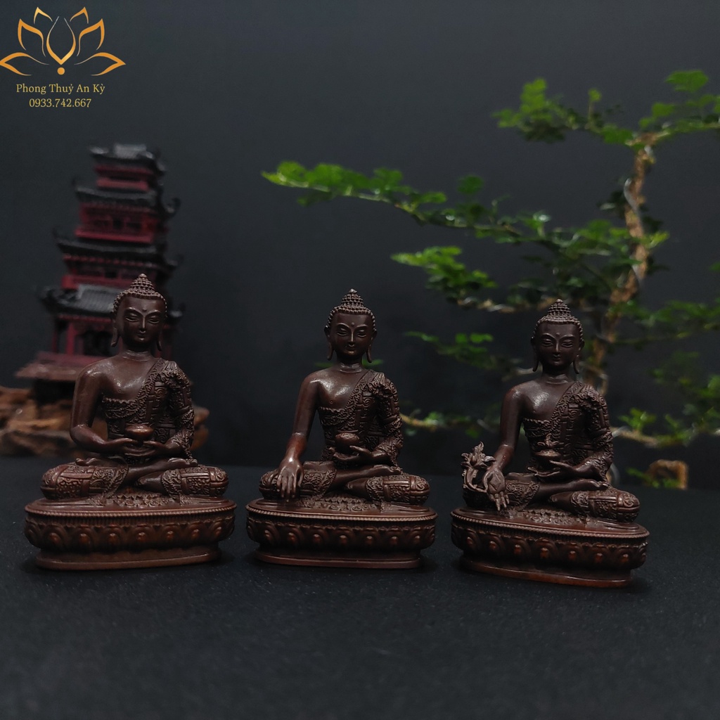 A640 - Tượng Đồng Cao Cấp Tam Thế Phât Adida,Bổn Sư Thích Ca, Dược Sư