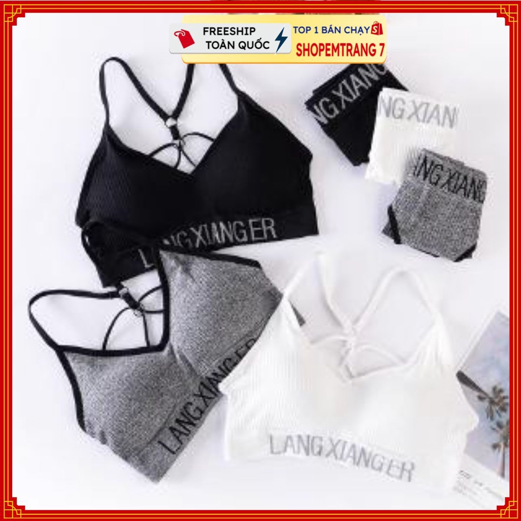 Sét áo ngực 2 dây và quần lót nữSHOPEMTRANG7Áo Bra nữ gân tăm, Áo lót nữ 2 dây có nâng ngực lên tạo Form ngực đẹp