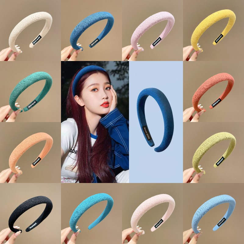 Băng Đô Cài Tóc Bằng Xốp Màu Sắc Đơn Giản Phong Cách Hàn Quốc