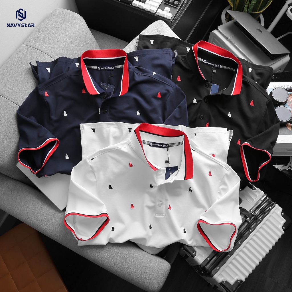 BIGSIZE NAM 80-140KG ÁO POLO HỌA TIẾT IN THUYỀN PL022 2BIG NAVY STAR