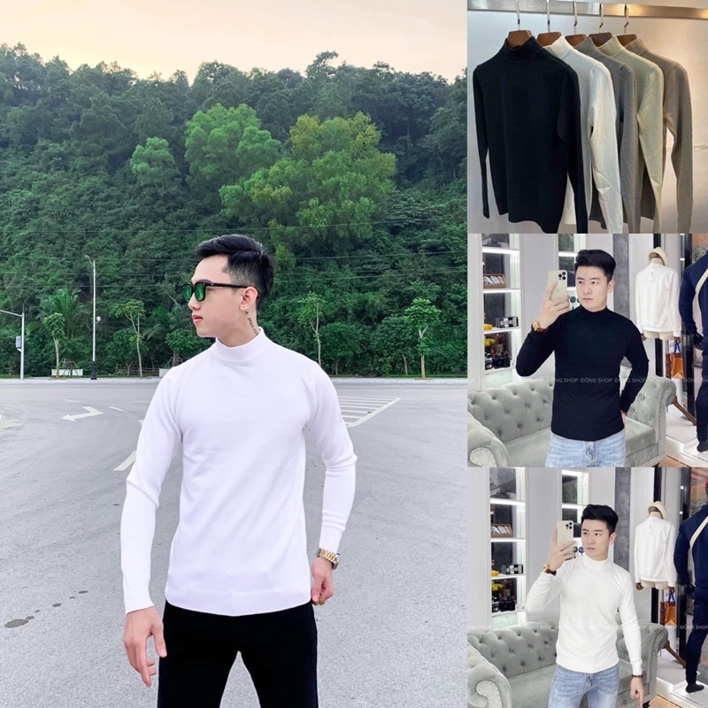 ÁO LEN CỔ THẤP ĐEN TRẮNG CHẤT Q.C CỰC MỊN